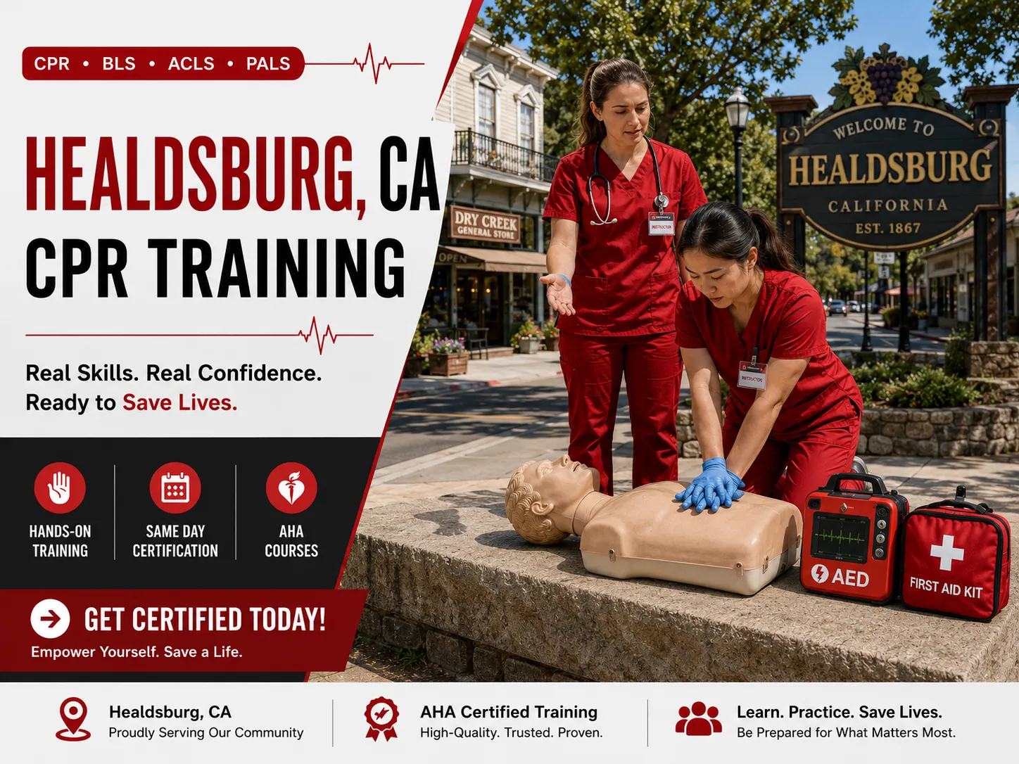 ACLS pharmacology and rhythm training class in Healdsburg, CA