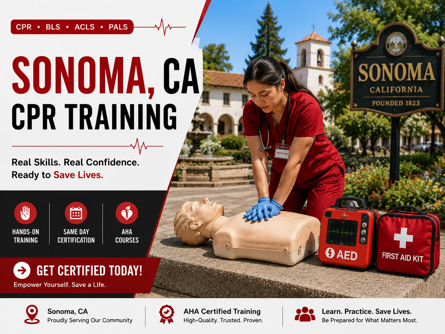 CPR BLS ACLS PALS certification class in Sonoma, CA