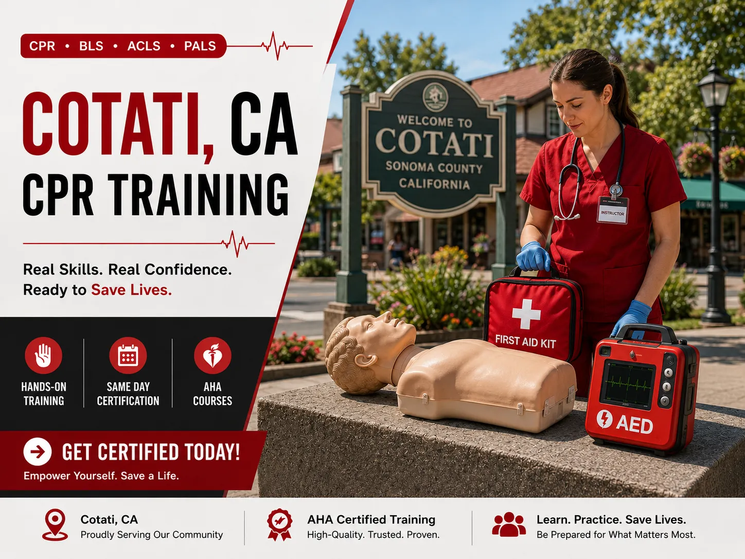 Hands-on CPR rescue breathing practice in Cotati, CA class