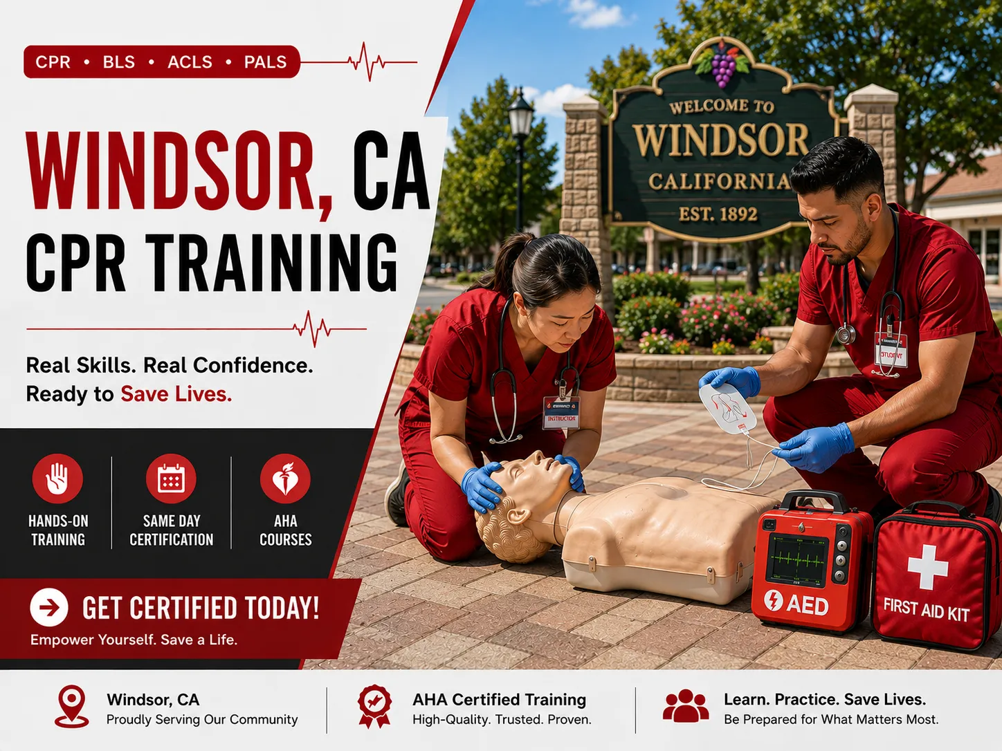 Life-saving CPR skills training session in Windsor, California
